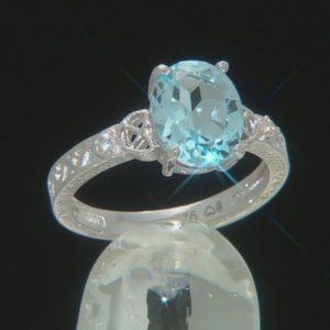 Sky Blue Topaz Rhodium Over Silver Ring